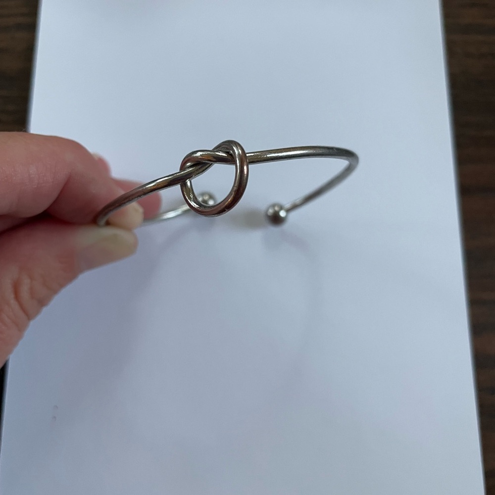 Elegant Silver Knot Bangle Bracelet